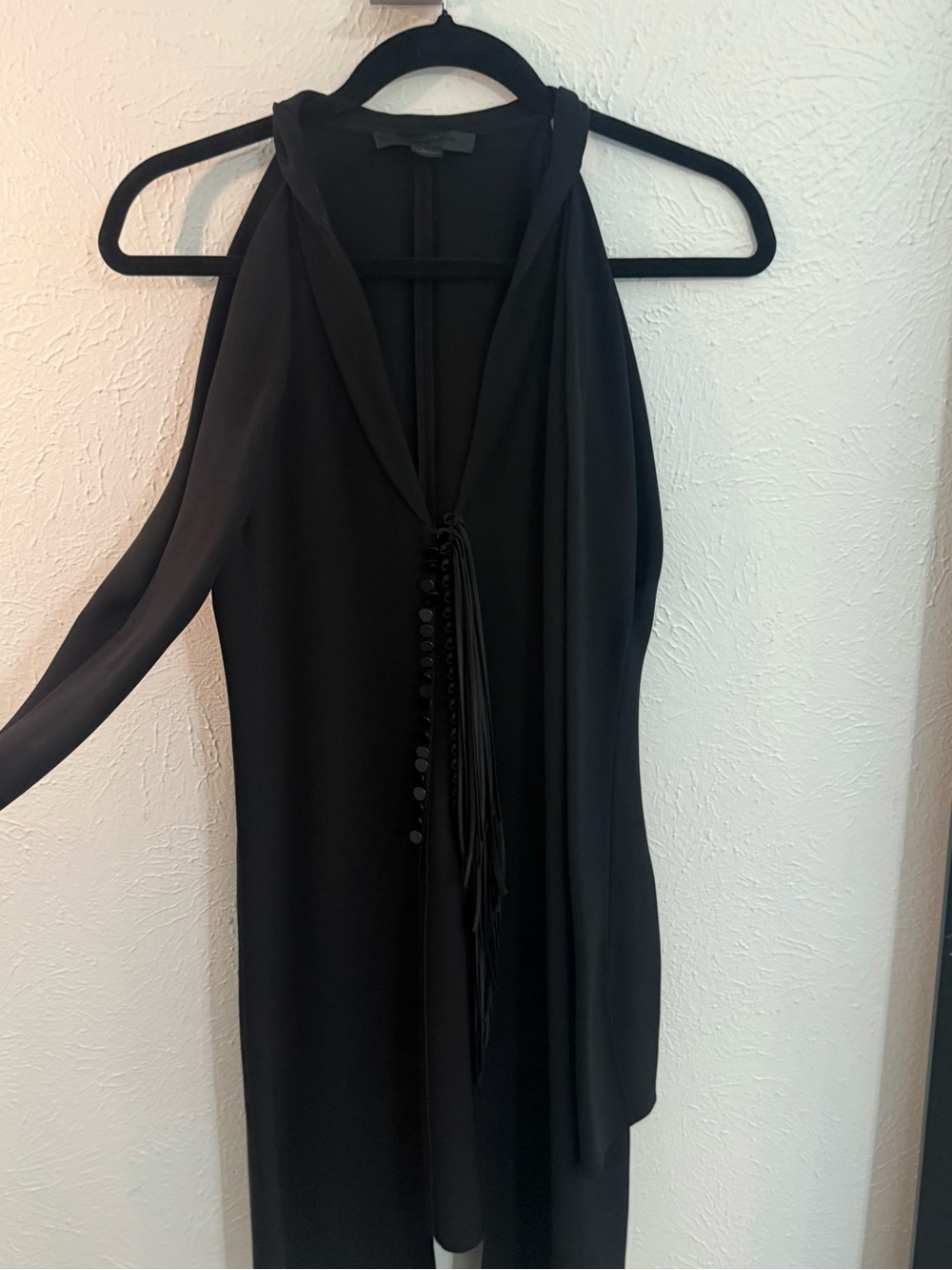 Alexander Wang Black Mini Dress with Beaded Tassel Detail